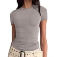 thumbnail image 2 of Women'S Casual Basic Going Out Crop Tops Slim Fit Short Sleeve Crew Neck Tight T Shirts Short Sleeve No. 62 S, 2 of 8