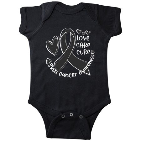 

Inktastic Love Care Cure Skin Cancer Awareness Black Ribbon Gift Baby Boy or Baby Girl Bodysuit