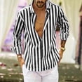 thumbnail image 2 of Eashery Mens Causal Button Down Shirts Long Sleeve Striped Mens Blouse Top Black 2XL, 2 of 2