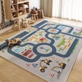 thumbnail image 4 of HOJOMACA Car Rug 32×47inch, Road Carpet Play Mat for Toy Cars, Non-Slip Race Track Carpet Rug, Educational Area Play Rugs for Children Playroom Bedroom (Town Road), 4 of 7