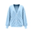 thumbnail image 5 of bravefron Women's Velour Cardigan Coat Jacket Long Sleeve Open Front Outerwear Soft Warm Button Jacket with Side Pockets Fall Velvet Casual Jackets, 5 of 5