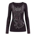 thumbnail image 4 of Retro Long Sleeve T-Shirt with Rose Floral Print, Crewneck Casual Tee for Ladies, Grunge Shirts Emo Clothing Girls Vintage Graphic Tee Y2k 2000s Goth Top Women Mcbling Streetwear, 4 of 5