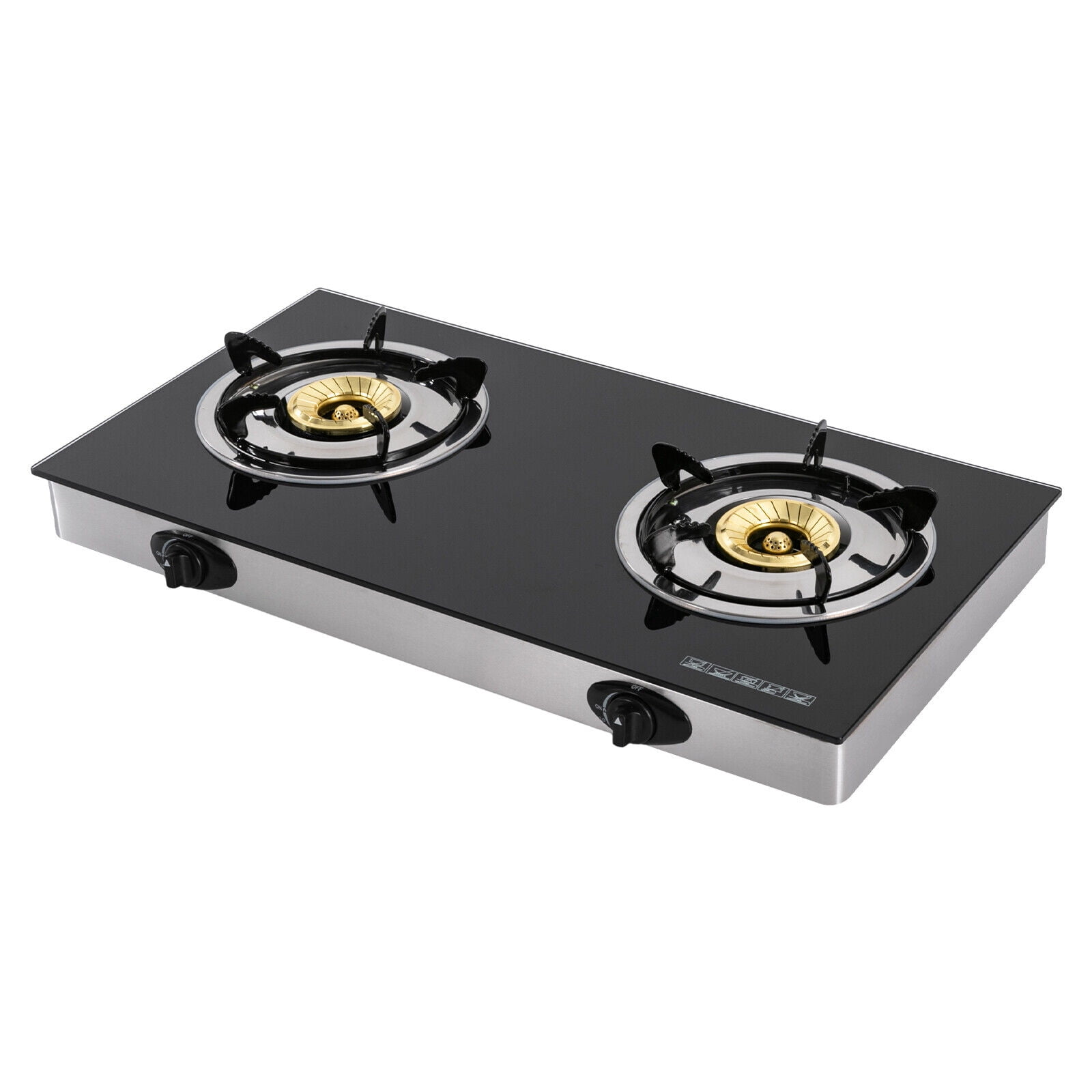 2-Burner Gas Stove Countertop Gas Stove Portable Auto Ignition LPG Stove Durable for Outdoor Camping