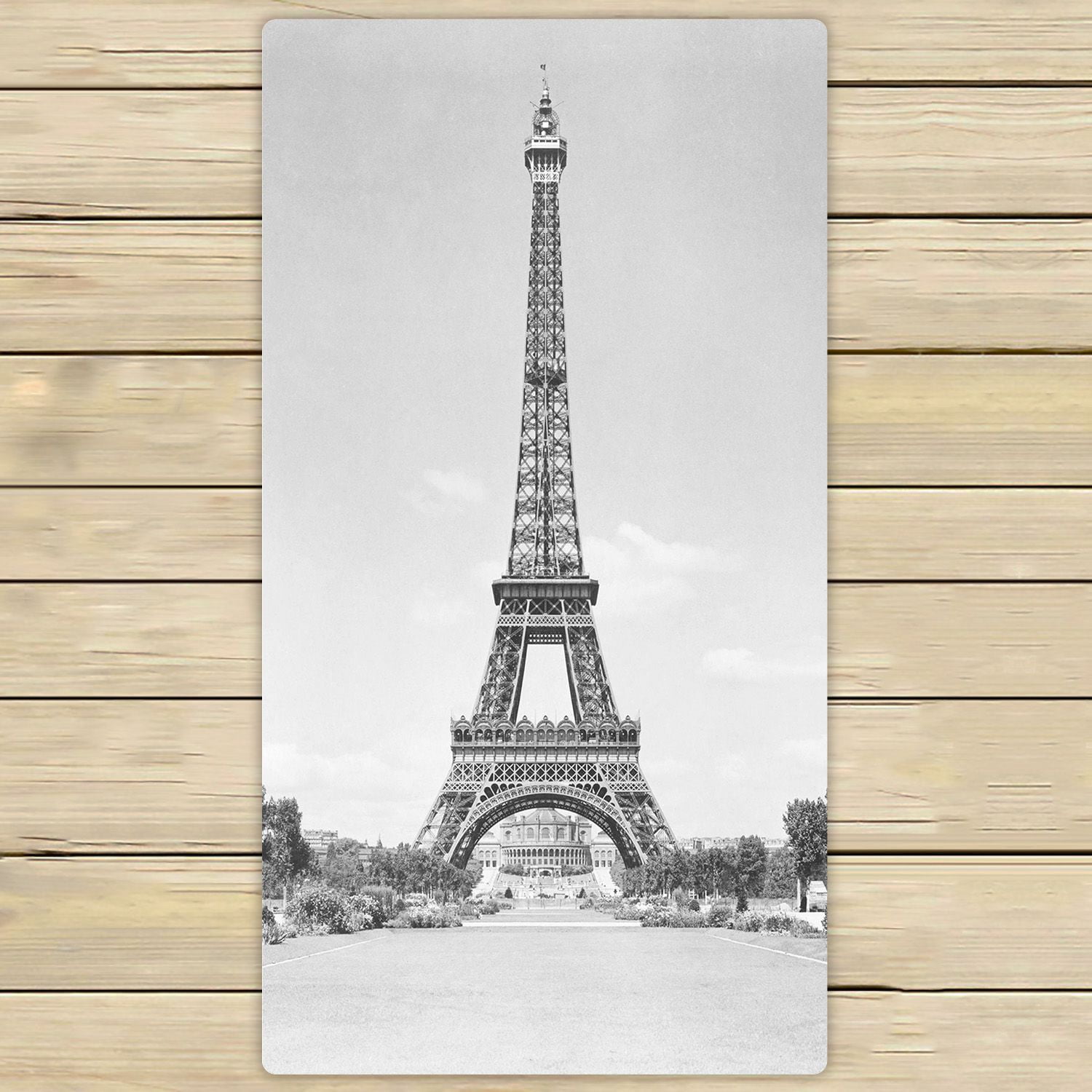 Eiffel Tower Beach Towel - Black And White French Design Round Towel 60 Inch