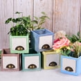 thumbnail image 5 of Uxcell 4" Wood Square Planter Box Decorative Flower Pot Cube Container, Blue, 5 of 5