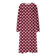 thumbnail image 6 of Women's Cotton Sleepwear Long Sleeves Nightgown Print Tee Sleep Dress Wine XL, 6 of 6