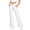 #01-White, variant on uniform Pants for Girls 5T Flare Dress Pants Retro Striped Flare Pants, Double Stripe on Waist & Hem High Waist Stretch Bell Bottom Casual Bootcut Trousers Back To School Clothes Beige