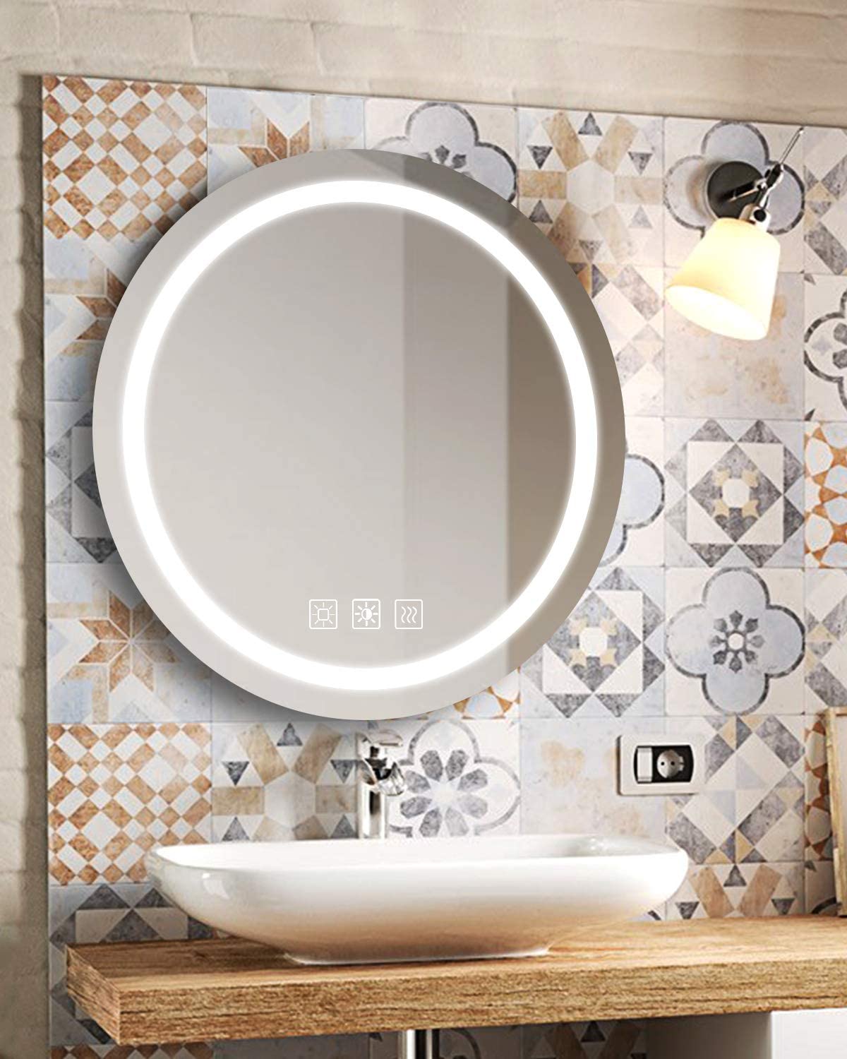 SalonMore 20" Round Wall Mounted Lighted Vanity Mirror LED Bathroom