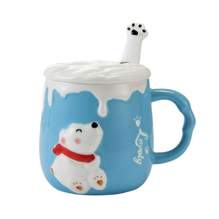

Cute Mug Ceramic Milk Tea Cup Dairy Cattle Coffee Drinking Water Container Suitable for Hot and Cold Drinks Blue