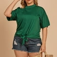 thumbnail image 3 of Plus Size Women’s off Shoulder T-Shirts Crew Neck Strappy Loose Tees Summer Fashion Short Sleeve Tops,Green,4XL, 3 of 9