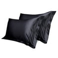 thumbnail image 1 of ODOMY 2pcs Solid Color Silk Satin Standard Pillow Case Cushion Cover Pillowcase Home Decor(No Filler， Only Pillowcase), 1 of 10