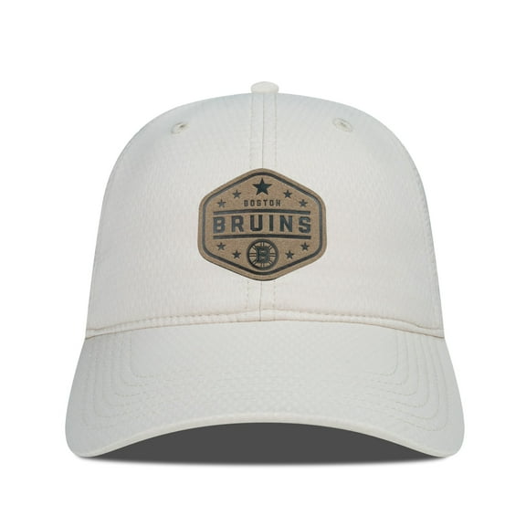 Men's Levelwear  Cream Boston Bruins Faux Leather Patch Unstructured Adjustable Hat