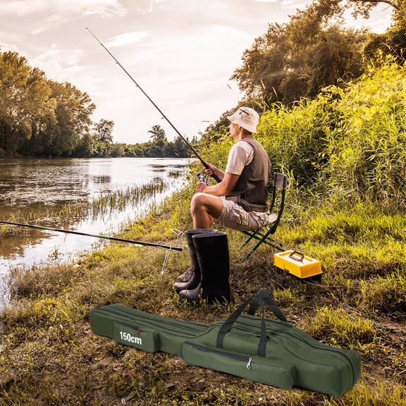fishing rod bag Carry Lixada 3 Layers Fishing Pole Bag Portable Folding Rod Carry Case Fishing Reel Tackle Storage Bag Case