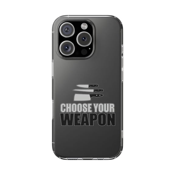 DistinctInk Clear Hybrid Case for Apple iPhone 16 Pro (6.3" Screen) - Chef Knives - Wireless Charging Compatible