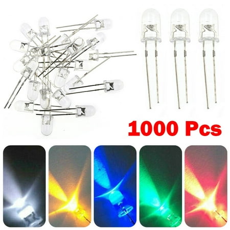 

1000Pcs 5mm LED Light Diodes LED Circuit Assorted Kit for Science Project Experiment