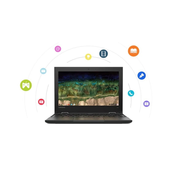 Lenovo 500e Chromebook 2nd Gen 11.6" Multi-touch HD, Intel Celeron N4120, 4GB LPDDR4, Intel UHD Graphics 600, 32GB eMMC, ChromeOS, Black. 81MC005AUS