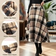 thumbnail image 4 of Midi Plaid Skirt for Women Button Detail Casual Flared Vintage High Waist A Line Mid-Length Tartan Skirts with Pockets, 4 of 9