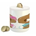 thumbnail image 1 of Gender Reveal Piggy Bank, American Girl Boy in Diaper Print, Ceramic Coin Bank Money Box for Cash Saving, 3.6" X 3.2", Pale Brown Sky Blue, by Ambesonne, 1 of 4