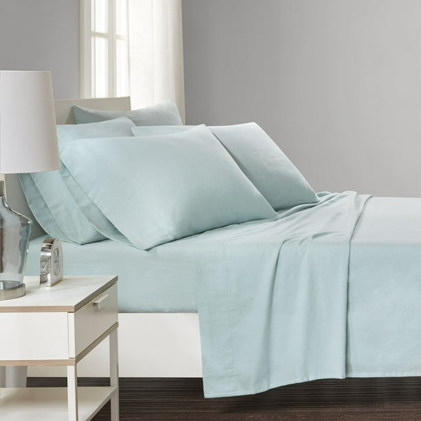Comfort Spaces Solid 100 Cotton Flannel Solid Sheet Set, King, Aqua