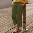 thumbnail image 6 of POROPL Womens Pants,Ankle Pants Baggy Wide Leg Pants Pleated Elastic Waist Cropped Trousers, 6 of 9