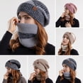 thumbnail image 5 of vnanda Knitted Hat Women Autumn Winter Hat Scarf Set Windproof Cold Soft Thick Fleece Lined Scarf Beanie Hat, 5 of 8