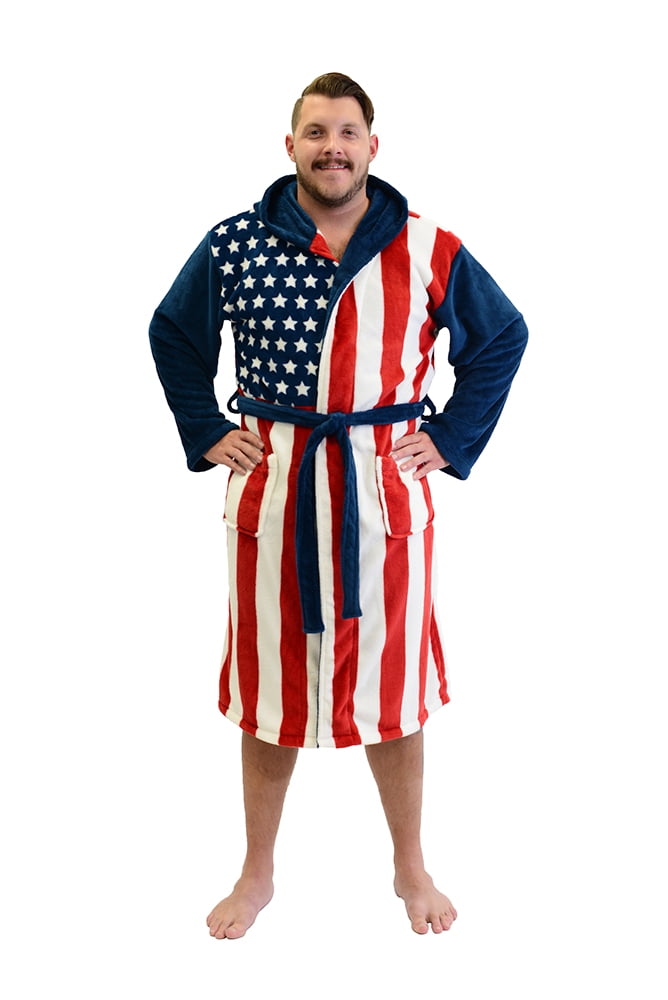 Patriot American Flag Adult Fleece Bathrobe USA Costume Robe Walmart