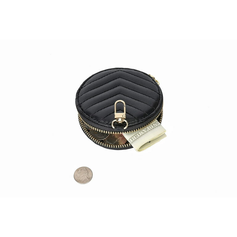 Leather Round Coin Purse Black