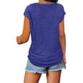 thumbnail image 3 of Gibobby Blusa Sexy Cuello en V Camiseta suelta informal con cuello en V para mujer, blusa manga corta con estampado(Azul,G), 3 of 5