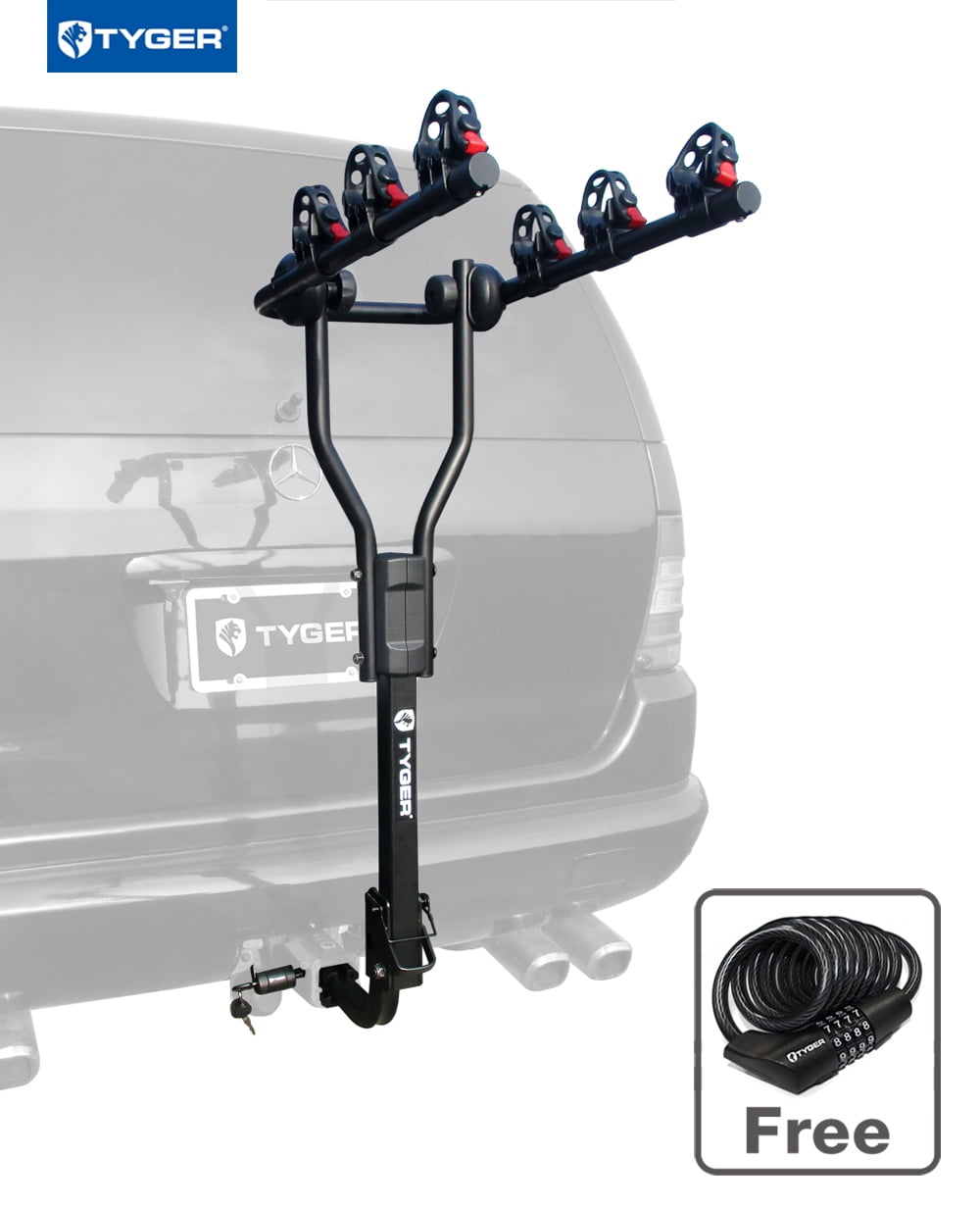 Tyger Auto TG-RK3B101S 3-Bike Hitch Mount Bicycle Carrier Rack | Free Hitch Lock & Cable Lock | Fits both 1.25" and... by