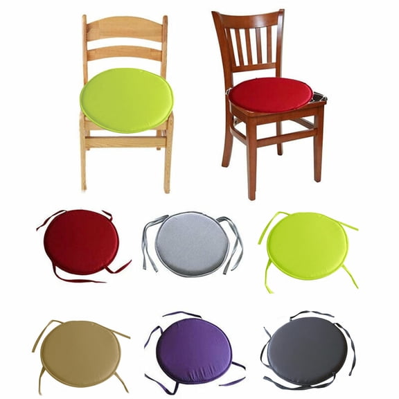 Indoor Outdoor Chair Cushions Set of 6,12in Round Seat Pads With Ties for Dining,Bar Stool,Bistro Chairs - Patio Garden Home Kitchen