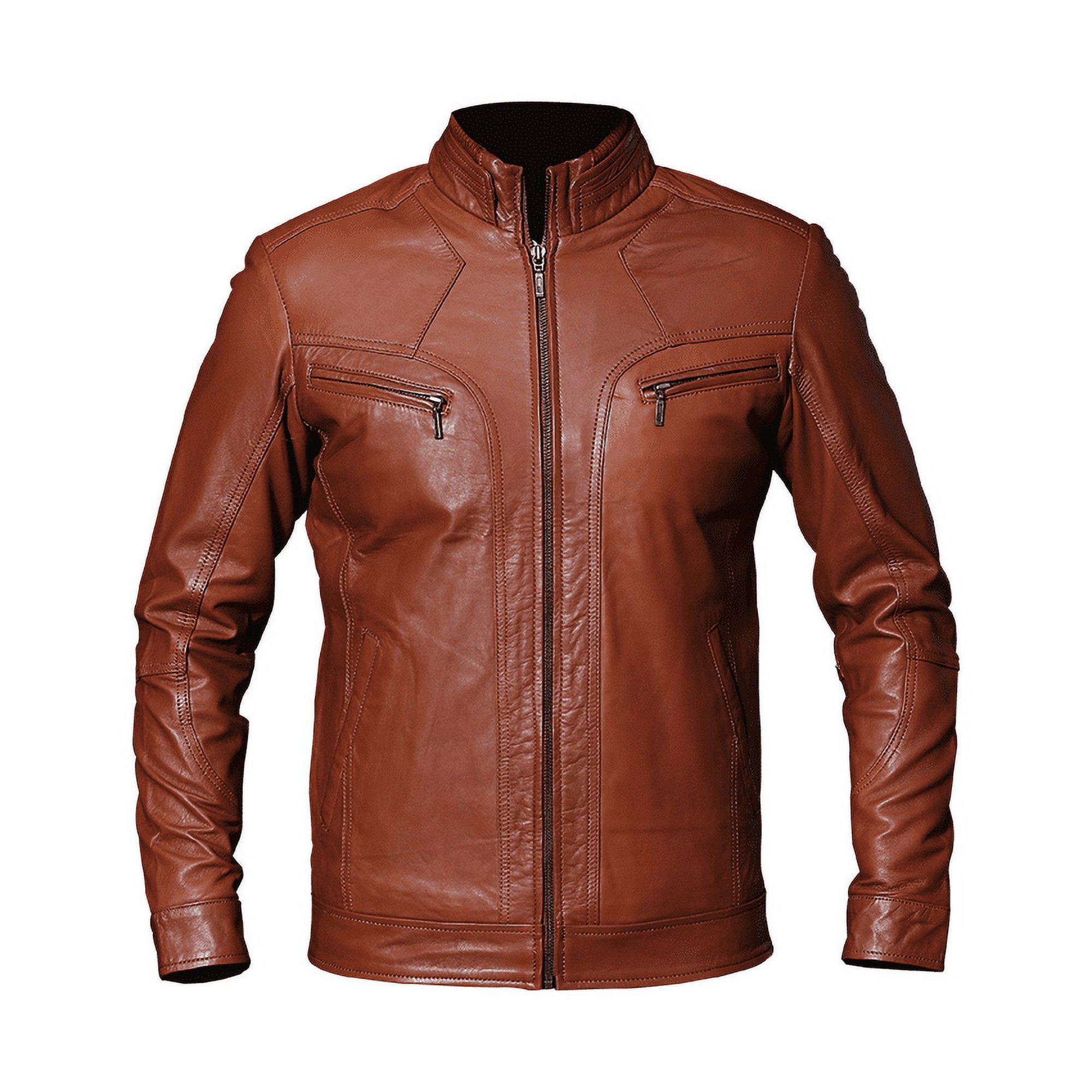 Veste Motard Vintage En Cuir Véritable – Taille 48, Noir, Fabriquée Au Pakistan, Occasion