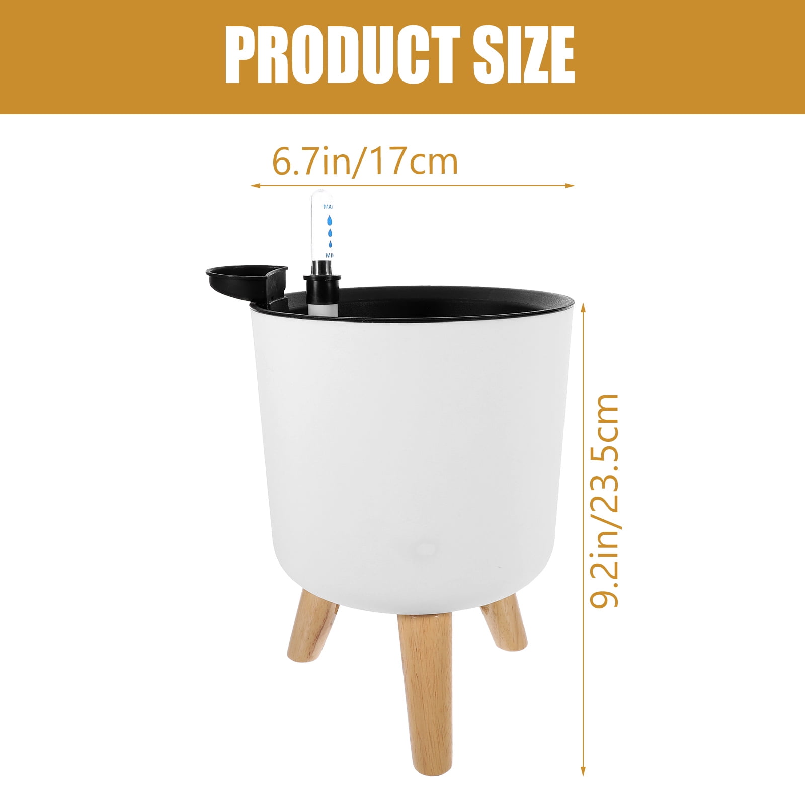 OUNONA White Self-Watering Planter Pot with Modern Design for Indoor and Outdoor Home Gardening, 1 Piece