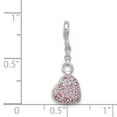 thumbnail image 3 of 925 Sterling Silver Polished Pink Cubic Zirconia Puffed Love Heart 1/2inch Dangle Enhancer Charm 25x9mm Wide Pendant Nec, 3 of 4