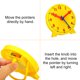 thumbnail image 4 of Reloj de enseñanza Uxcell de 4 pulgadas para demostrar la hora, reloj analógico de 12 horas con 3 punteros engranados, amarillo, 4 of 5