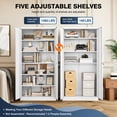 thumbnail image 5 of Fesbos 72" Metal Storage Cabinet with 5 Adjustable Shelves,Tall White Lockable Tools Cabinet,Steel Garage Storage Cabinets for Home Office,Pantry,Hospital, 5 of 11