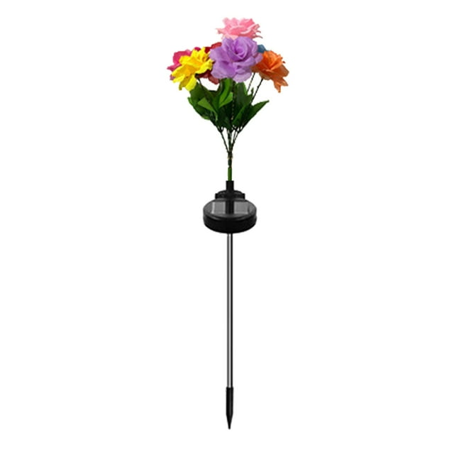 Set of 7 Solar - Powered LED Rose Lights for Outdoor Garden Decoration, Weatherproof, Auto - On at Dusk