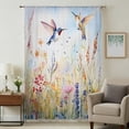 thumbnail image 3 of Spring Hummingbird Floral Sheer Curtains 84 Inch Length, Light Filtering Voile Curtain Panel, Farmhouse Flower Botanical Rod Pocket Drapes Window Treatments for Living Room Bedroom 52"x84", 3 of 9