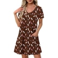 thumbnail image 1 of Robe Imprimée Florale pour Femmes Été Décontractée Manches Courtes Col en V T-Shirt Robe Coupe Ample Style Tunique, 1 of 7