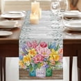 thumbnail image 3 of Table Runners 70 Inches Long Dress Scarves, Watercolor Floral Farmhouse Coffee/Dining/Kitchen Table Decor, Holiday Table Runner, Spring Botanical Flowers Leaves Wood Grain 13x70 Inch, 3 of 9