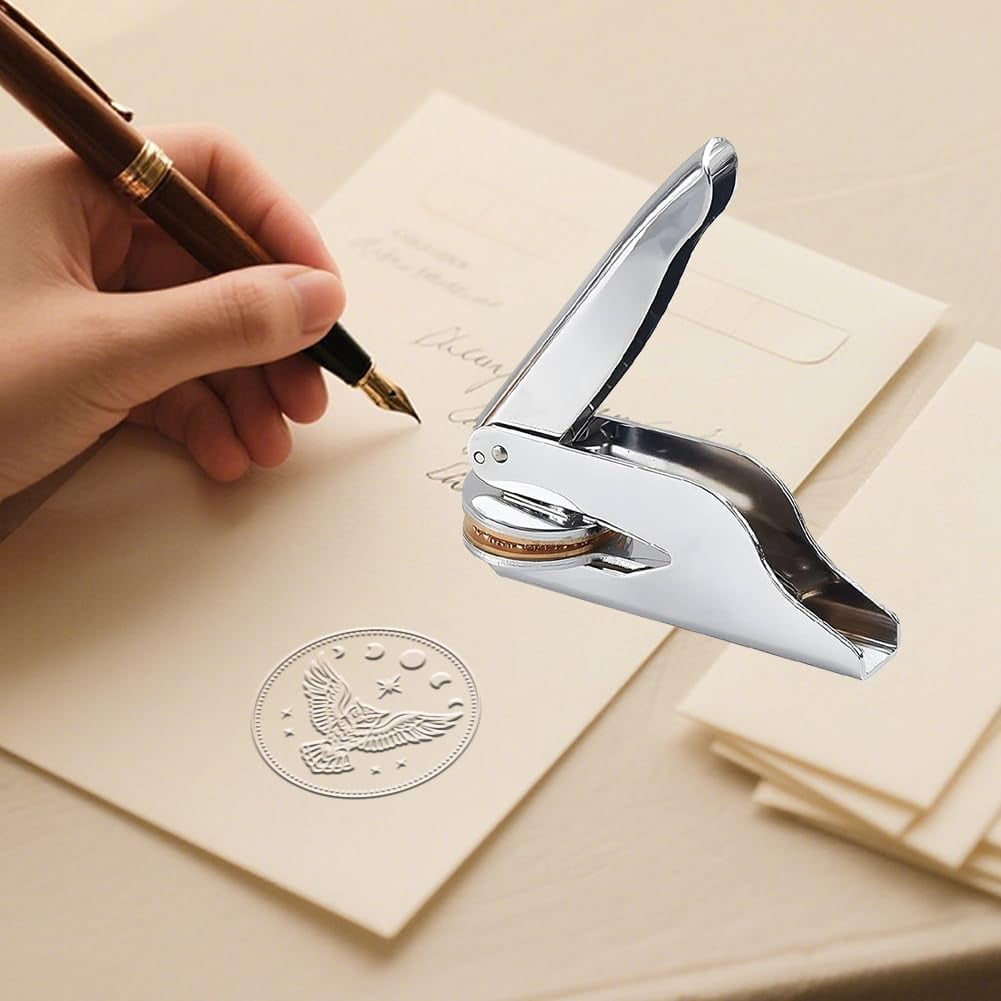 Animal Book Embosser Personalized Owl and Moon Phases Pattern Book Stamp Durable Library Stamp with Handle Set