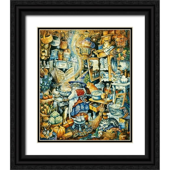 Bell, Bill 12x14 Black Ornate Wood Framed with Double Matting Museum Art Print Titled - Kitty Kitchen Witch