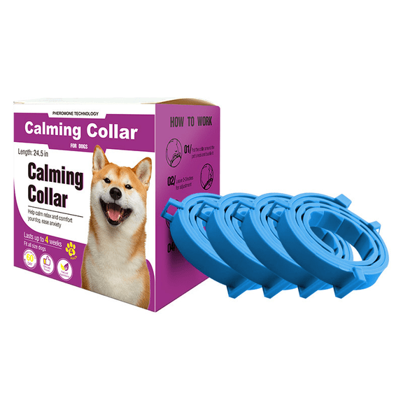 4 Pcs Blue Calming Collar for Dogs, Dog Anxiety Relief Pheromone Collar, Adjustable Soothing Collar for Dog Stress Separation, 24.5 in / 63.5 cm for All Size Dogs, Pet Supplies