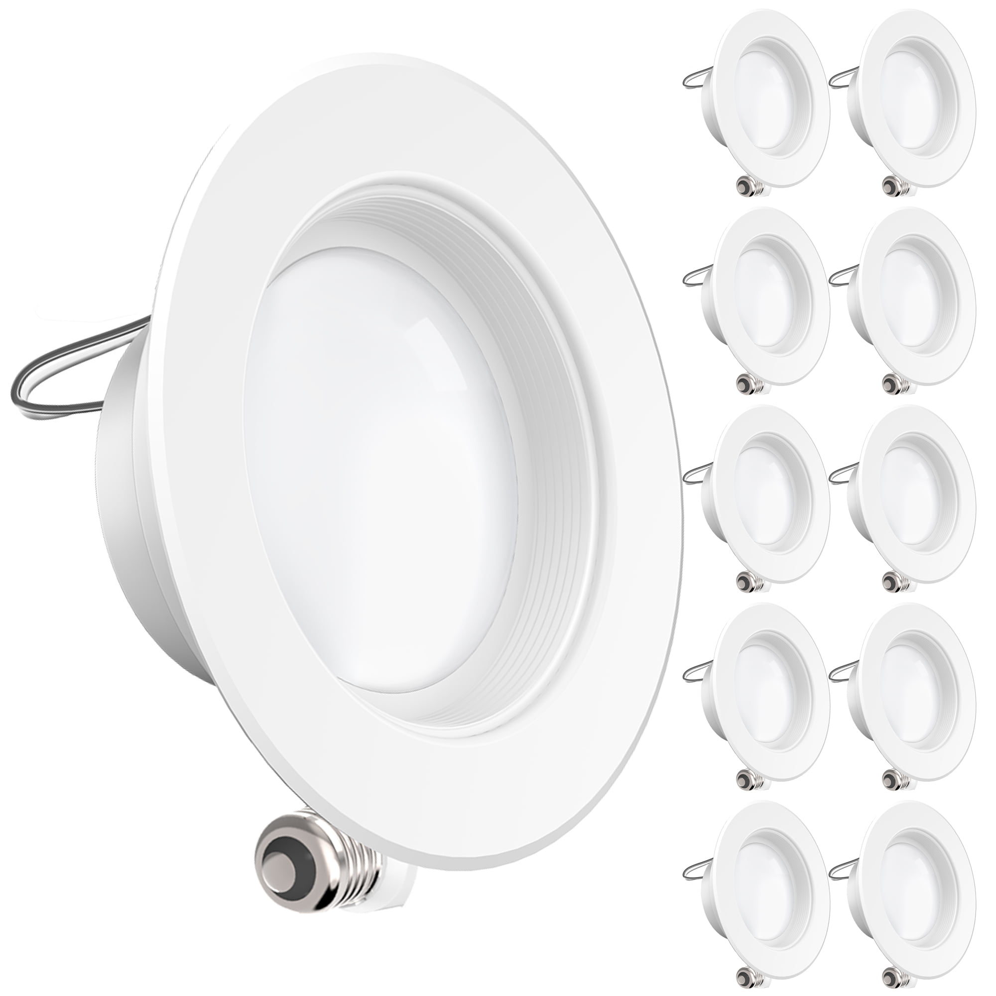 11Watt 4- Inch ENERGY STAR UL-Listed Dimmable LED Downlight Retrofit Baffle Recessed Lighting Kit Fixture 600LM 4000K Cool White LED Ceiling Light SUNCO 10 PACK Wet Location CRI 90 