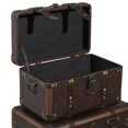 thumbnail image 6 of DecMode 13" x 8" Brown Leather Nesting Upholstered Trunk with Vintage Accents and Studs, 3-Pieces, 6 of 9