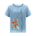 thumbnail image 4 of Camisetas de Manga Corta para las Mujeres Botón de Impresión Casual Cuello Redondo Camiseta Superior, Blusas para las Mujeres Casual, 4 of 4