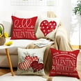 thumbnail image 4 of Valentines Day Pillow Covers 16 x 16 Inch Set of 4 Hello Valentine Red Polka Dot Heart Eucalyptus Leaves Throw Pillows Decorative Cushion Cases Valentines Decor White, 4 of 6
