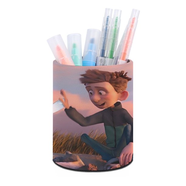 Ron da Error-theme Cylinder Pen Holder Pencil Organizer with Flannel Lining PVC Leather Material Cardboard Base for study work 10*8CM
