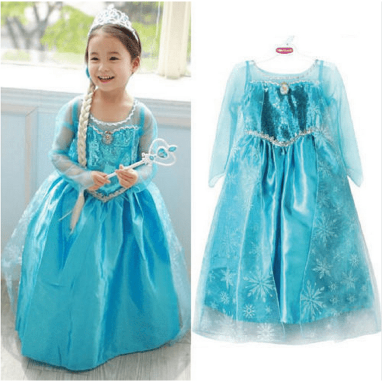 Toddler Girls Cosplay Party Princess Frozen Elsa Anna Costume