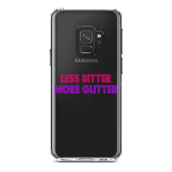 DistinctInk Clear Shockproof Hybrid Case for Samsung Galaxy S9 (5.8" Screen) - TPU Bumper Acrylic Back Tempered Glass Screen Protector - Less Bitter More Glitter