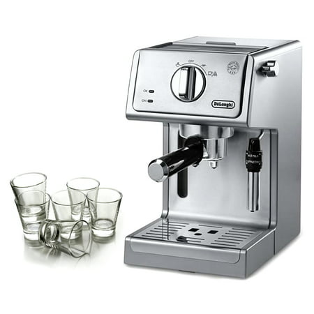 DeLonghi Stainless Steel 15 Bar Pump Combination Espresso and Cappuccino Machine with Free Set of 6 Italian Espresso Shot